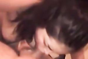 Charming dark brown legal age teenager pleases me with some nice oral stimulation