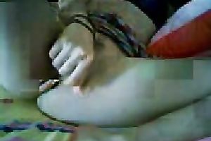 Kinky non-professional nympho with natural love melons enjoys teasing her snatch