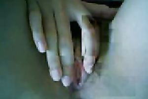 Kinky non-professional nympho with natural love melons enjoys teasing her snatch