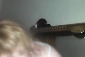 Amateur chunky golden-haired haired wench sucked my buddy's biggest BBC greedily