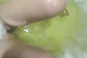 Nice masturbation solo show by all slutty and charming horny white wife in the bath