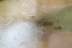 Nice masturbation solo show by all slutty and charming horny white wife in the bath