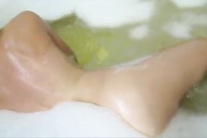 Nice masturbation solo show by all slutty and charming horny white wife in the bath