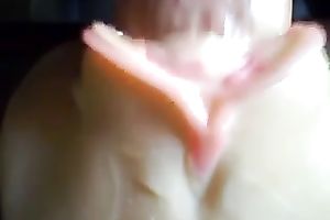 A plastic cunt toy getting used closeup and jizzed