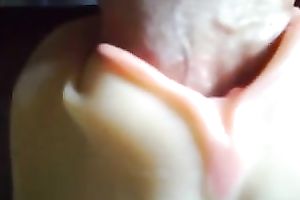 A plastic cunt toy getting used closeup and jizzed
