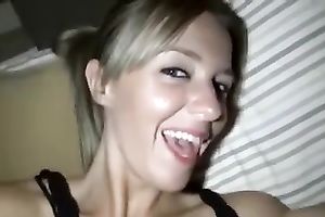 My wondrous blond playgirl closes her eyes while getting shoved