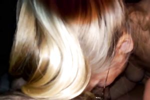 Blonde sweetheart with appetizing natural zeppelins gives great orall-service from POV