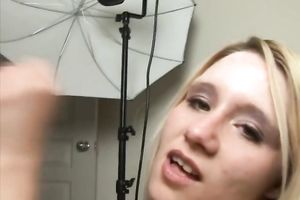 Exquisite golden-haired girlfriend is always glad to jerk off her chap