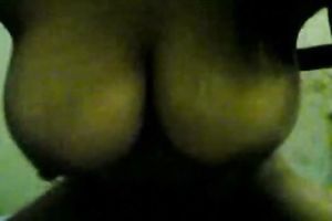 Indonesian girlfriend shakes her large natural melons when riding me