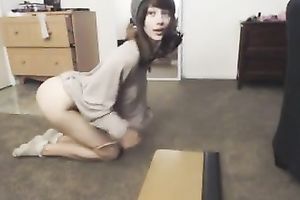 Kinky skinny and lengthy legged cam dark brown was riding her sex tool