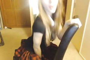 Sexy coed in plaid skirt can't live without doing wicked things on cam