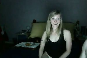 Cute pale and a bit shy golden-haired haired girlie positions all exposed on web camera