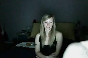 Cute pale and a bit shy golden-haired haired girlie positions all exposed on web camera