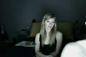 Cute pale and a bit shy golden-haired haired girlie positions all exposed on web camera