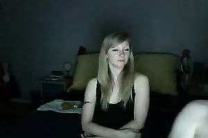 Cute pale and a bit shy golden-haired haired girlie positions all exposed on web camera