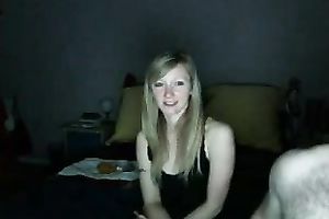 Cute pale and a bit shy golden-haired haired girlie positions all exposed on web camera