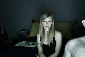 Cute pale and a bit shy golden-haired haired girlie positions all exposed on web camera