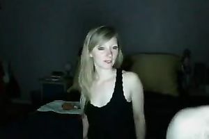Cute pale and a bit shy golden-haired haired girlie positions all exposed on web camera
