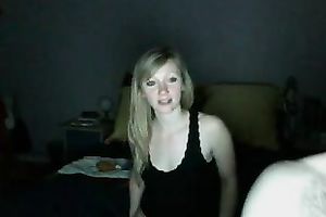 Cute pale and a bit shy golden-haired haired girlie positions all exposed on web camera
