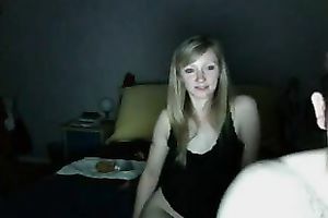 Cute pale and a bit shy golden-haired haired girlie positions all exposed on web camera