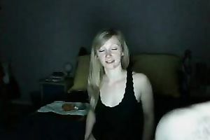 Cute pale and a bit shy golden-haired haired girlie positions all exposed on web camera