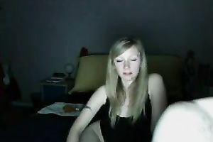 Cute pale and a bit shy golden-haired haired girlie positions all exposed on web camera