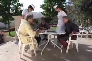 Two charming and sexy white sweethearts in the bathtub jointly
