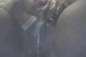 Ebony slut fingering herself passionately in solo movie