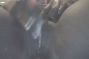 Ebony slut fingering herself passionately in solo movie