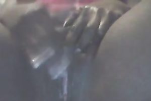 Ebony slut fingering herself passionately in solo movie