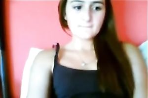 Webcam solo with a ravishing European legal age teenager kneading her nipples