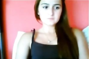 Webcam solo with a ravishing European legal age teenager kneading her nipples