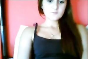 Webcam solo with a ravishing European legal age teenager kneading her nipples