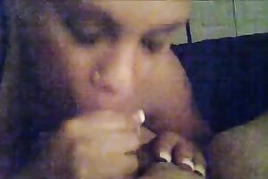 Dirty dark milf gives head cuz that babe desires to try white weenie