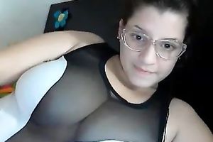 Delicious Caucasian honey shows her moist jugs on web camera