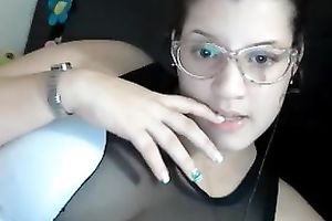 Delicious Caucasian honey shows her moist jugs on web camera