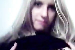 Filming my student girlfriend's merry breasts and her puffy shaved muff