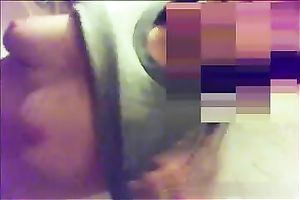 Chubby white wife takes shower and rubs her hirsute cunt anew