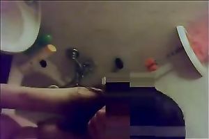 Chubby white wife takes shower and rubs her hirsute cunt anew