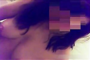 Chubby white wife takes shower and rubs her hirsute cunt anew