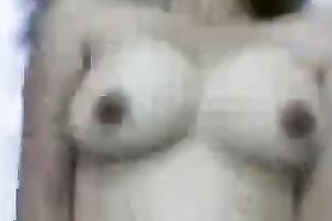 Jerk off on my Indonesian babe's large boobs as I fuck her slit