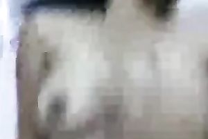 Jerk off on my Indonesian babe's large boobs as I fuck her slit