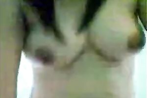 Jerk off on my Indonesian babe's large boobs as I fuck her slit