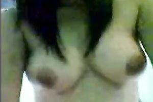 Jerk off on my Indonesian babe's large boobs as I fuck her slit