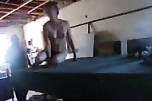 My short-haired blond amateur wife receives her cum-hole eaten in the welding shop