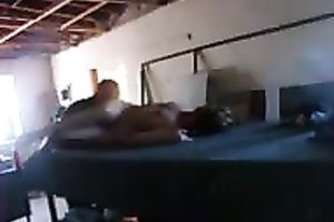 My short-haired blond amateur wife receives her cum-hole eaten in the welding shop