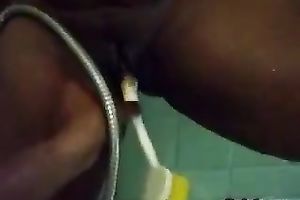 Dark skinned aged Indian horny white wife likes when I fuck her with shitter brush