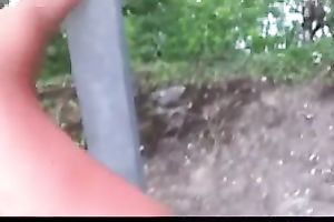 Amateur French brunette hair plays with her boobies and tries to engulf rod