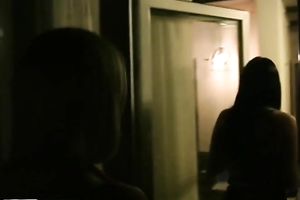 Two sexy dilettante Russian blondies make out at the party