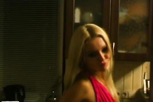 Two sexy dilettante Russian blondies make out at the party